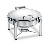 Eastern Tabletop 3958S 6 Qt. Round S/S Induction Chafer w/ Hinged Dome Cover and Stand