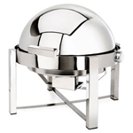 Eastern Tabletop 3148 8 Qt. Round Roll Top Chafer w/P2 legs - Stainless Steel