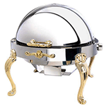Eastern 3208QA 8 Qt. Tabletop Queen Anne Round Rolltop Chafer - Stainless Steel