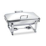 Eastern Tabletop 3915S 8 Qt Rectangular Induction Chafer w/ Hinged Dome Cover & Stand - Stainless Steel