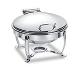 Eastern Tabletop 3918S 6 Qt. Round Induction Chafer w/ Hinged Dome Cover and Stand\ - Stainless Steel