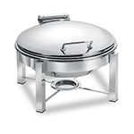 Eastern Tabletop 3948S 6 Qt. Round Induction Chafer w/ Hinged Dome Cover and Stand - Stainless Steel