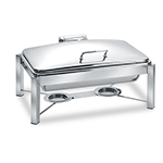 Eastern Tabletop 3945S 6 Qt. Round Induction Chafer w/ Hinged Dome Cover and Stand - Stainless Steel