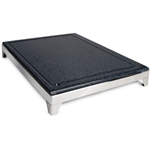 Eastern Tabletop 9655 Solid Black Surface Corian Carving Board Station w/Frame 18" x 24" - Stainless Steel Base