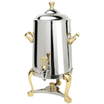 Eastern 3005FS-SS Tabletop Stainless Steel w/ Brass Accents Freedom Insulated Coffee Urn - 5 Gal