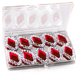 Edible Diamond-Framed  Ruby Red Rhombus Gems, 10 Pieces