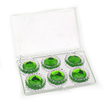 Edible Diamond-Framed Round Emerald Gems 28mm, 6 Pieces 