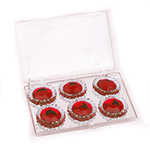 Edible Diamond-Framed Round Ruby Red Gems 28mm, 6 Pieces
