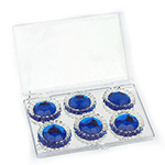 Edible Diamond-Framed Round Sapphire Blue Gems 28mm, 6 Pieces 