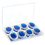 Edible Diamond-Framed Sapphire Blue Oval Gems, 8 Pieces