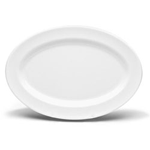 Elite Global Solutions D1014OV Merced 14 1/2" x 10 1/2" White Oval Rim Platter - Case of 6