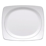Elite Global Solutions D3223L Viva 9" x 7 5/8" White Rectangular Plate with Black Trim - Case of 6