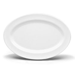 Elite Global Solutions D812OV Merced 12 3/4" x 8 3/4" White Oval Rim Platter - Case of 6