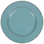 Elite Global Solutions D850T Trestles Vintage California 8 1/2" Cameo Blue Round Double-Line Melamine Plate - Case of 6