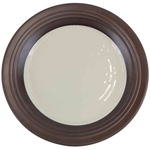 Elite Global Solutions D897GM Durango 9" Antique White & Chocolate Round Two-Tone Melamine Plate - Case of 6