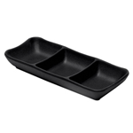 Elite Global Solutions JW2071 Zen 7 5/8" x 3 1/4" Black Rectangular 3-Compartment Tray - Case of 6