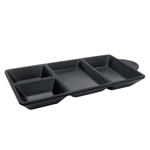 Elite Global Solutions JWT4C Ore 8 3/4" x 4 3/8" Black Four-Compartment Tray - Case of 6