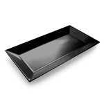 Elite Global Solutions M1018RCB Wave Black 18 3/8" x 10" Rectangular Melamine Platter - Case of 3