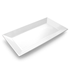 Elite Global Solutions M1018RCNW Wave Display White 18 3/8" x 10" Rectangular Melamine Platter - Case of 3
