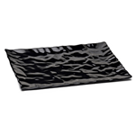 Elite Global Solutions M11181 Crinkled Paper Black 18" x 11 1/2" Rectangular Melamine Tray - Case of 3