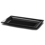 Elite Global Solutions M135RCB Foundations Black 13 1/2" x 8 1/2" Rectangular Platter - Case of 6