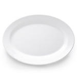 Elite Global Solutions M1611NW The Patriarch Display White 16" x 11 1/2" Oval Melamine Platter - Case of 6