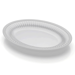 Elite Global Solutions M1713OVNW Foundations Display White 17" x 13" Oval Beaded Edge Platter - Case of 4