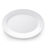 Elite Global Solutions M1914NW The Patriarch Display White 19 3/4" x 14" Oval Melamine Platter - Case of 4