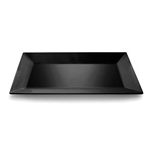 Elite Global Solutions M914RCB Wave Black 13 3/4" x 9" Rectangular Melamine Platter - Case of 6