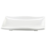 Elite Global Solutions M96WNW Foundations Display White 9 1/2" x 6" Rectangular Wave Platter - Case of 6