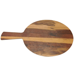 Elite Global Solutions M9RW Fo Bwa 9" Round Faux Hickory Wood Serving Board with Handle - Case of 3