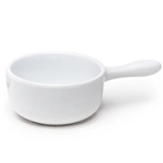 Elite Global Solutions Sides D10C White 10 oz. French Casserole Dish with 2 1/4" Handle - Case of 6