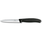 Forschner Victorinox Paring Knife 4 Serrated Blade, Black Handle