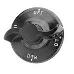 Garland OEM # G1035-1 / 1010702, 2 1/4" Broiler / Hotplate / Oven Knob (Off, Lo, Med, Hi)