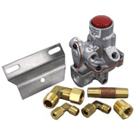 Gas Safety Valve; Natural Gas / Liquid Propane; 7/16" Gas In; 1/4" Gas Out; 3/16" or 1/4" Pilot Out; Millivolt Operator