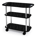 Geneva 3610408 Service Cart With Handle Holes, Rectangular - Ebony Wood Laminate Finish