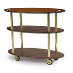 Geneva 3630409 Service Cart With Handle Holes - Round-Oval, Beige Suede Laminate Finish