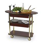 Geneva 3730709 Salad Cart - Oval Top, Rectagular Undershelves - Beige Suede Laminate Finish