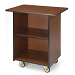 Geneva 6610011 Compact Enclosed Service Cart - 1 Fixed Shelf - Mahogany Laminate Finish