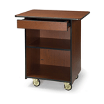 Geneva 6610708 Compact Enclosed Service Cart - 1 Center Drawer and 1 Fixed Shelf - Ebony Wood Laminate Finish