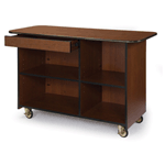 Geneva 6811008 Large Enclosed Service Cart - 1 Drawer Top-Left Compartment, 1 Right and 1 Left Adjustable Shelves - Ebony Wood Laminate Finish