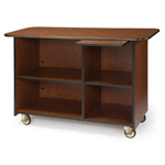 Geneva 6811204 Large Enclosed Service Cart - 1 Pull-Out Shelf Top-Right Compartment, 1 Right and 1 Left Adjustable Shelves - Red Maple Laminate Finish