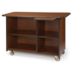 Geneva 6811207 Service Cart - Pull-Out Shelf Top-Right Compartment, Adjustable Shelves - Pewter Brush Laminate Finish