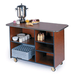 Geneva 6820009 Large Enclosed Service Cart - 2 Right and 1 Left Adjustable Shelves - Beige Suede Laminate Finish