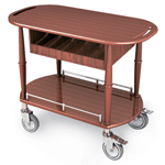 Geneva 70458 Gueridon Serving Cart - Oval, 1 Shelf, Cutlery Compt.