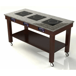Geneva 79850-03 Induction Cooking Cart - 3 Stove - Antique Cherry