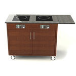 Geneva 79851-04 Induction Cooking Cart - 2 Stove, 1 Leaf - Red Mahogany