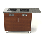 Geneva 79851-01 Induction Cooking Cart - 2 Stove, 1 Leaf - Golden Pecan