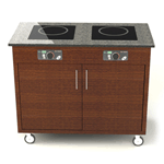 Geneva 79853-03 Induction Cooking Cart - 2 Stove - Antique Cherry