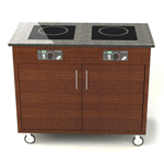 Geneva 79853-04 Induction Cooking Cart - 2 Stove - Red Mahogany